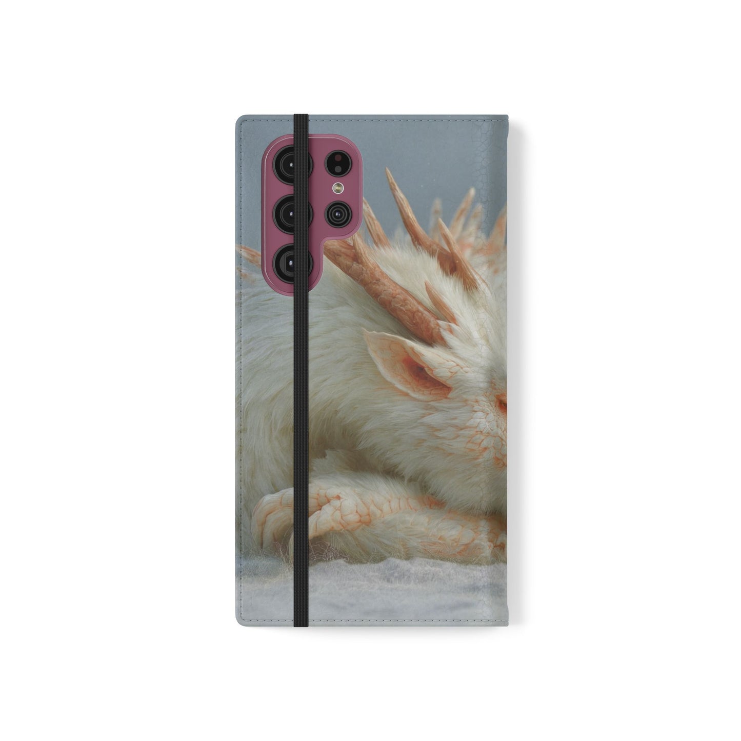 Sleeping Child and Dragon Flip Cases – Snowy Guardian Embrace