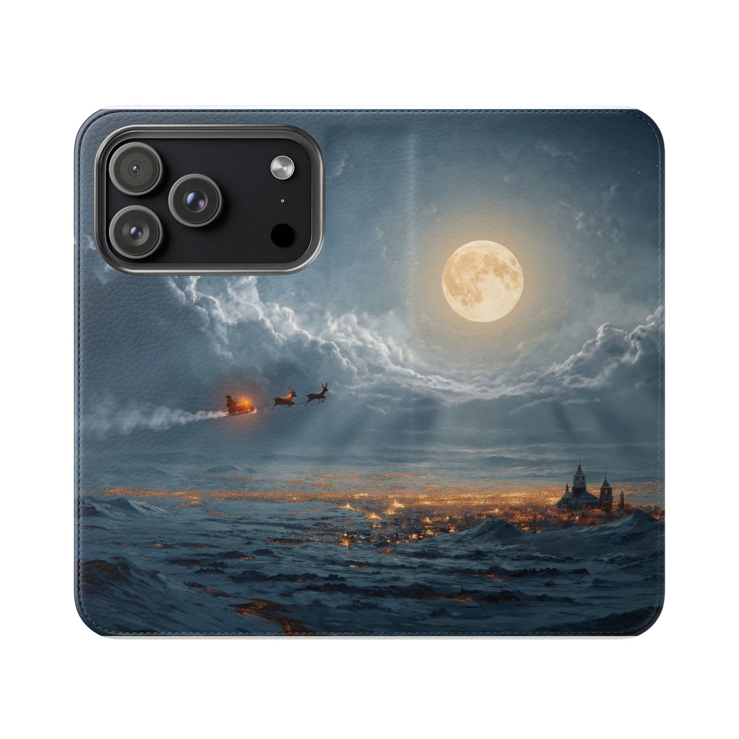 Moonlit Sleigh Flip Cases – Northern Lights Winter Journey