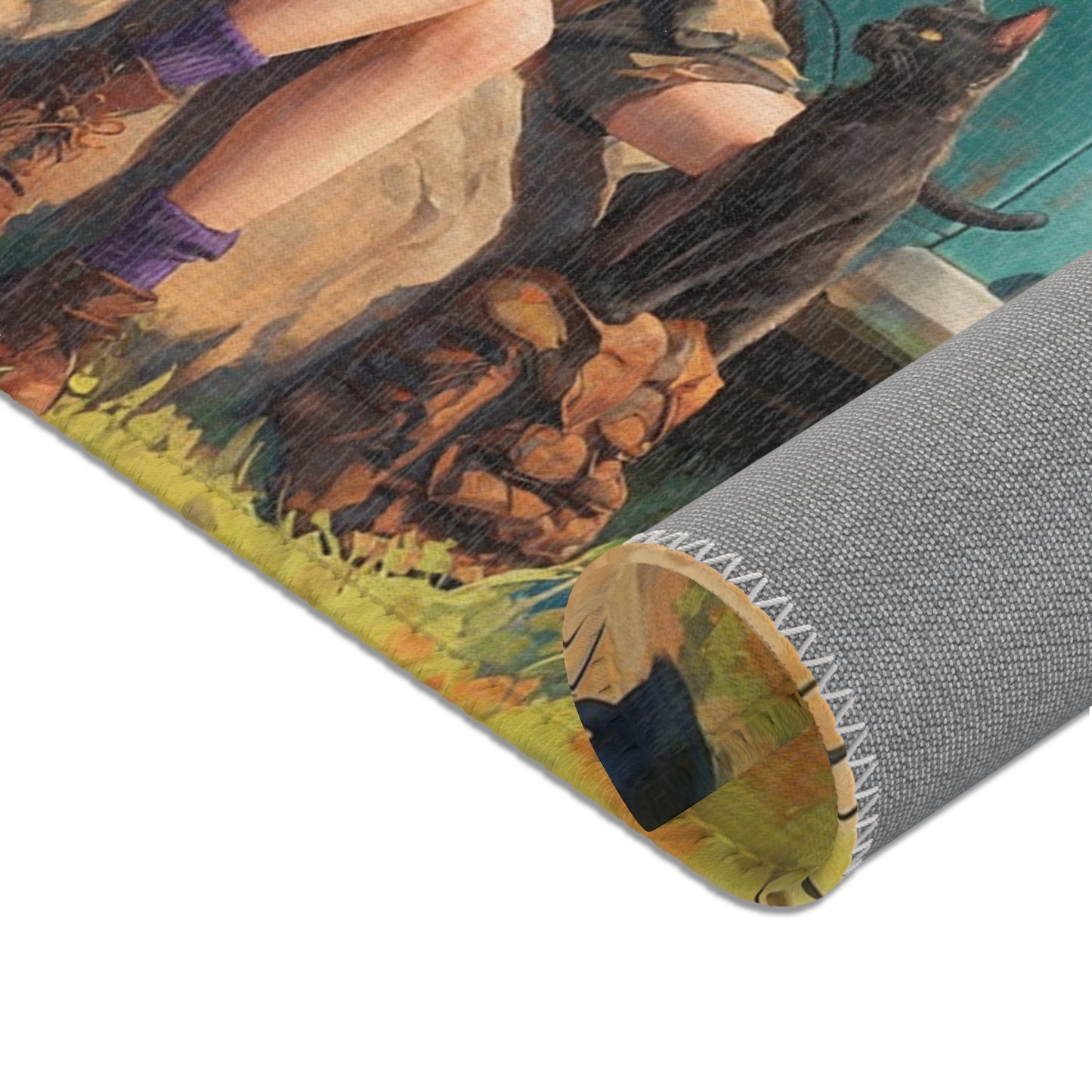 Witch’s Road Trip Area Rugs – Sun-Drenched Van and Three Witches’ Rest
