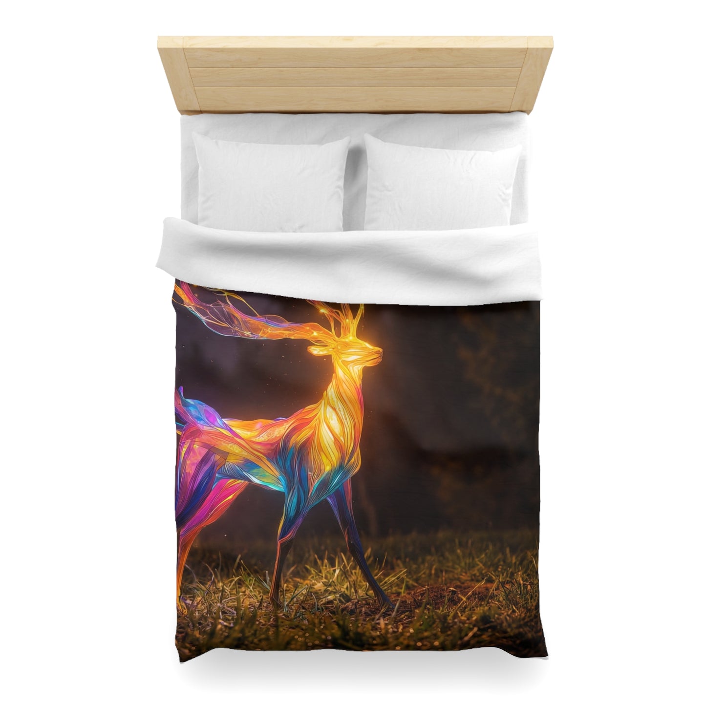 Chromatic Stag Microfiber Duvet Cover – Night Garden Luminescence