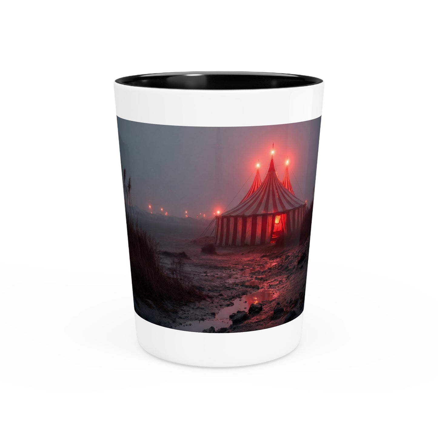 Crimson Circus Tent Shot Glass – Midnight Mirage on the Shore