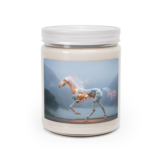 Luminescent Cyber Horse Scented Soy Candles with White Lid, 9oz – Circuitry and Twilight Dreamscape