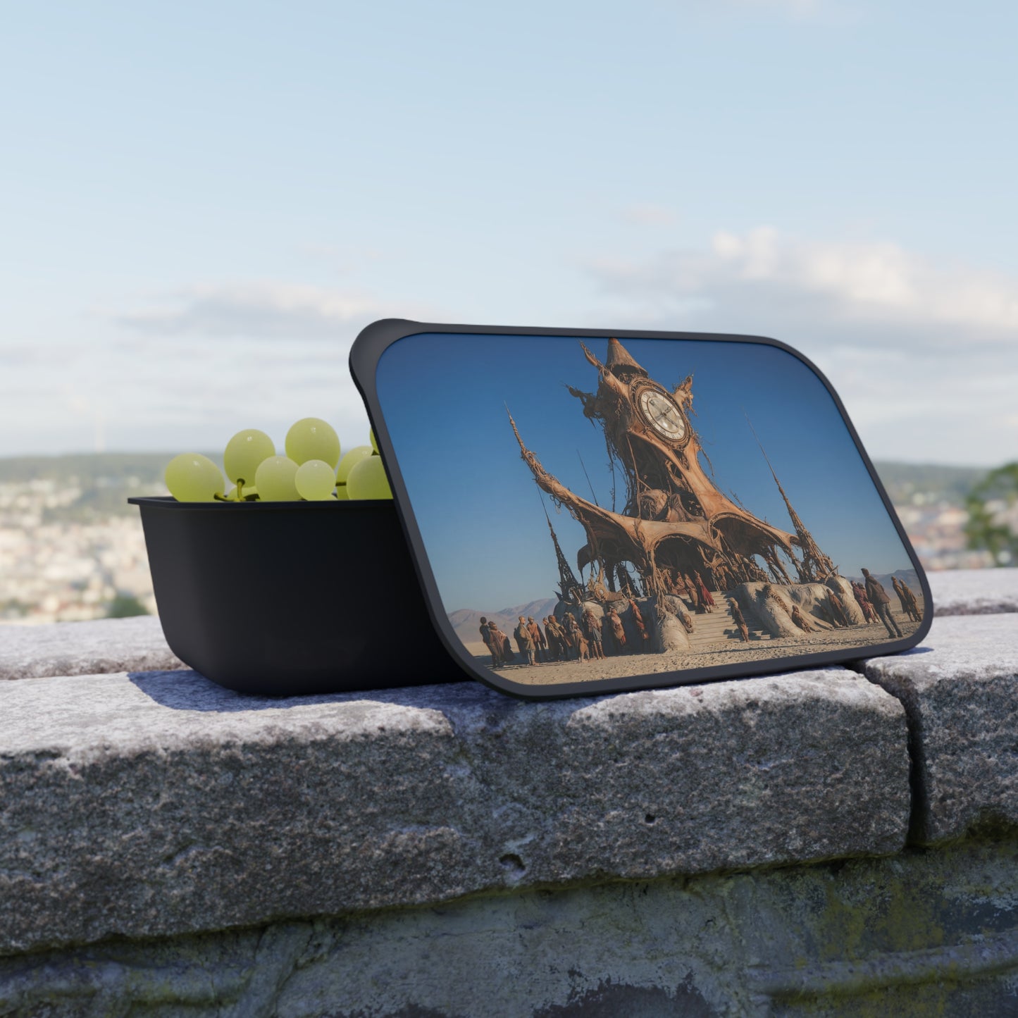 Desert Clocktower Bento Box – Whimsical Timekeeper in the Dunes