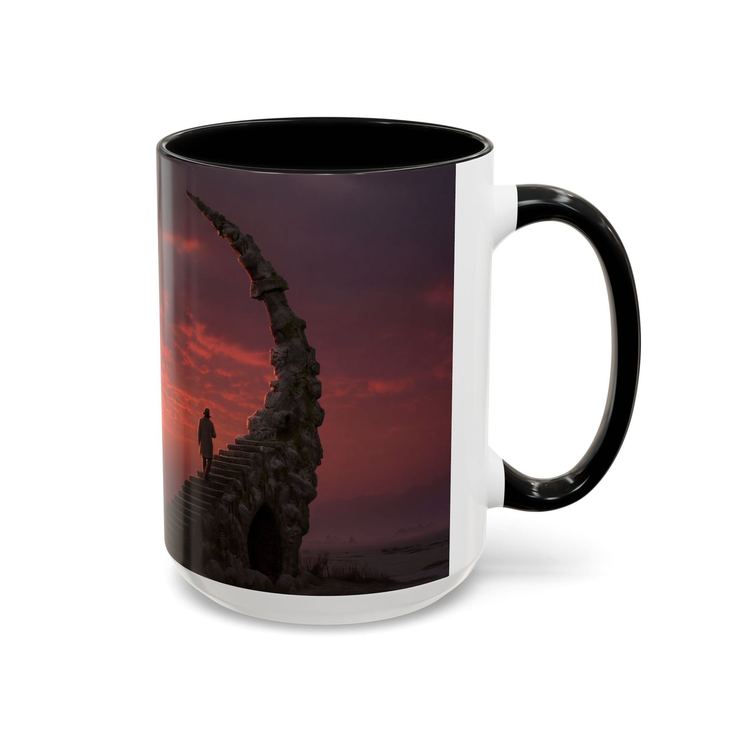 Twilight Stairway Accent Coffee Mug (11, 15oz) – Crimson Moonlit Ascension