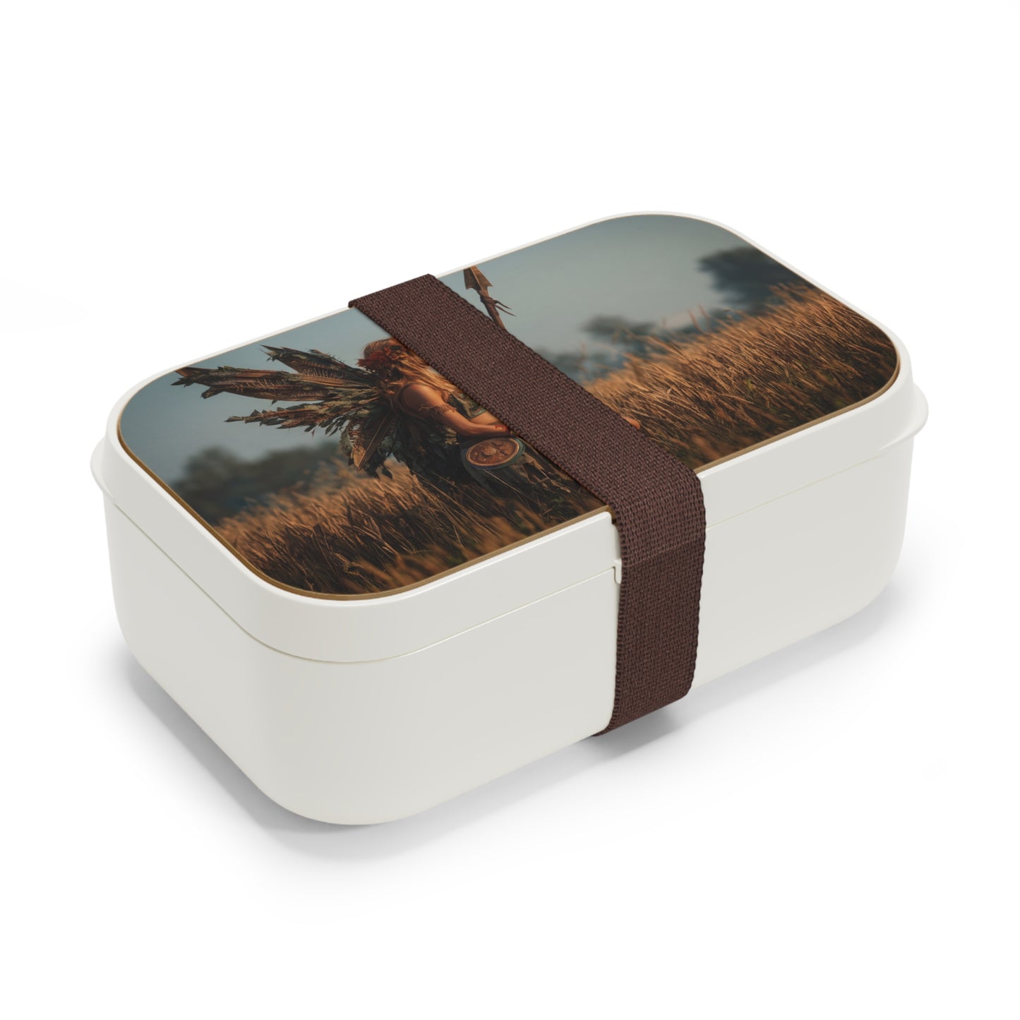 Warrior Fairy in Golden Field Bento Lunch Box – Sunset Sentinel of the Harvest