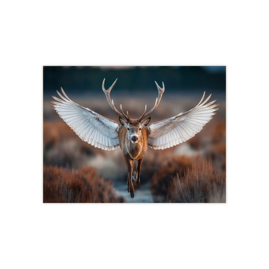 Winged Stag Ceramic Photo Tile – Forest Spirit in Flight