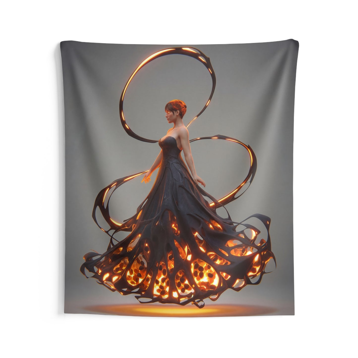 Luminescent Veil Woman Indoor Wall Tapestries – Floating Aura Dreamscape