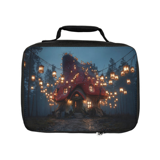 Mushroom Cottage Lanterns Lunch Bag – Whispers of the Enchanted Grove