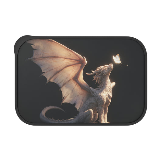 Gentle Dragon with Butterfly PLA Bento Box with Band and Utensils – Soft Glow Guardian