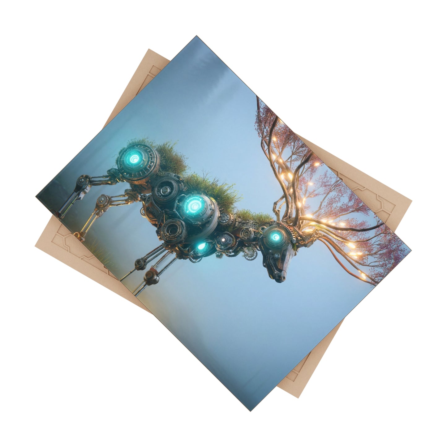 Bio-Mechanical Deer Ceramic Photo Tile – Whispers of the Wired Forest