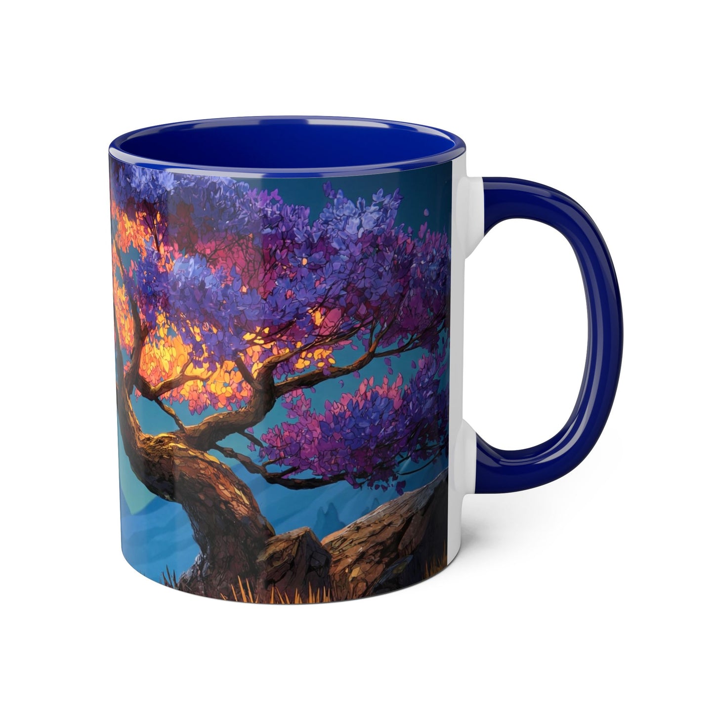 Twilight Bloom Accent Mugs, 11oz – Starlit Canopy & Golden Sunlight