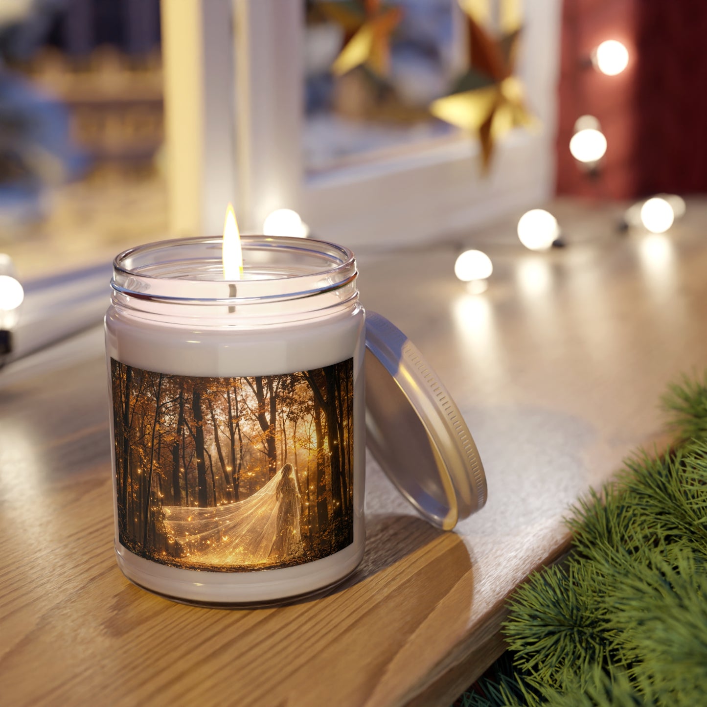 Enchanted Forest Veil Candle – Golden Twilight Guardian