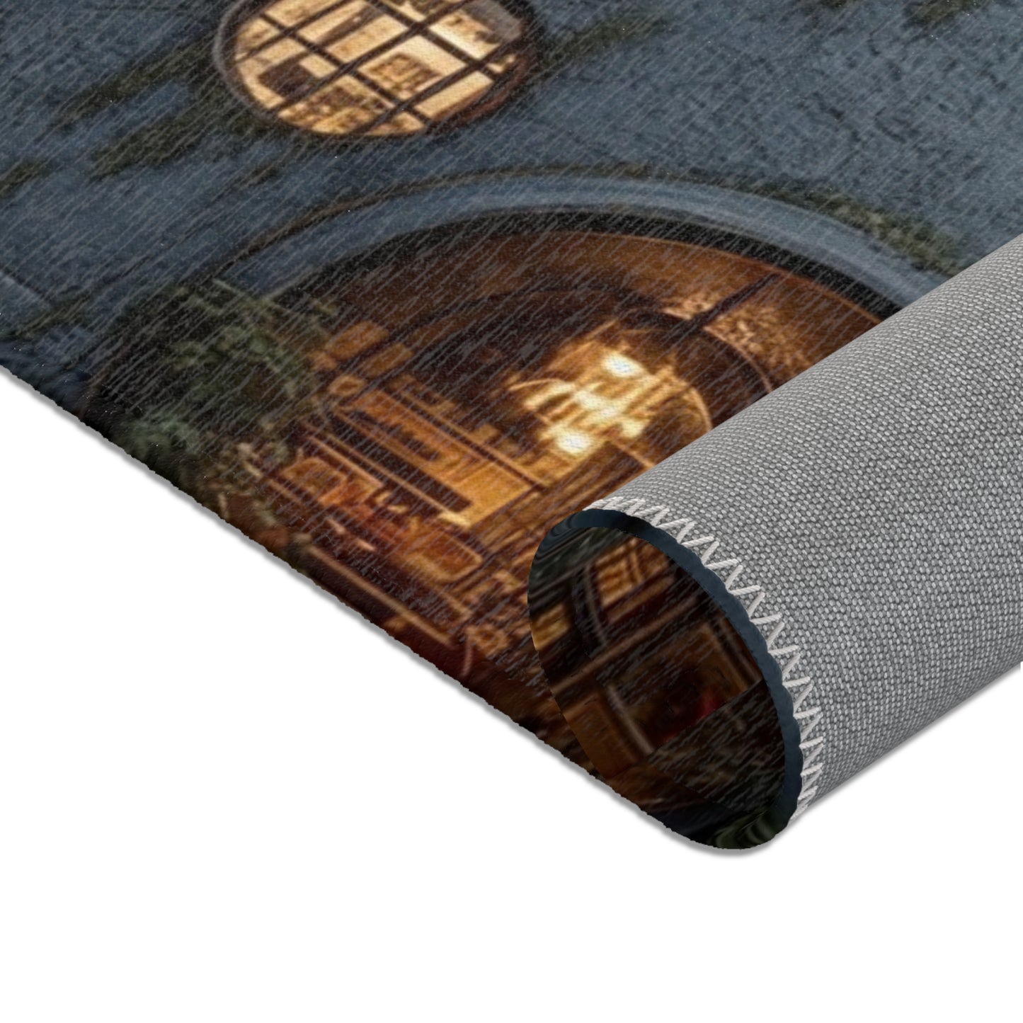 Sky-Rooted Dwelling Area Rug – Moss-Covered Dome House Dreamscape