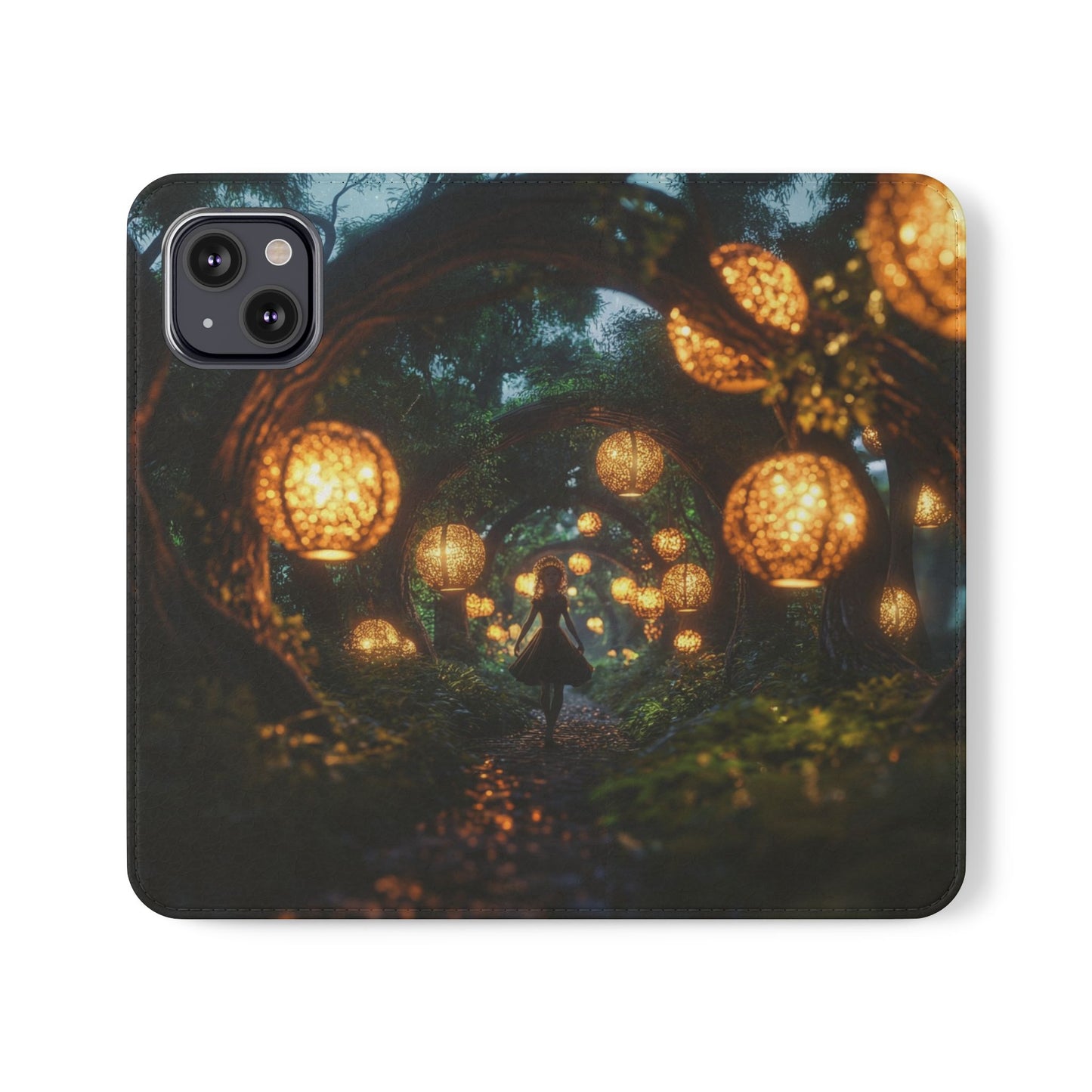 Lantern Archway Flip Cases – Girl Walking Through Forest Tunnel Art Case