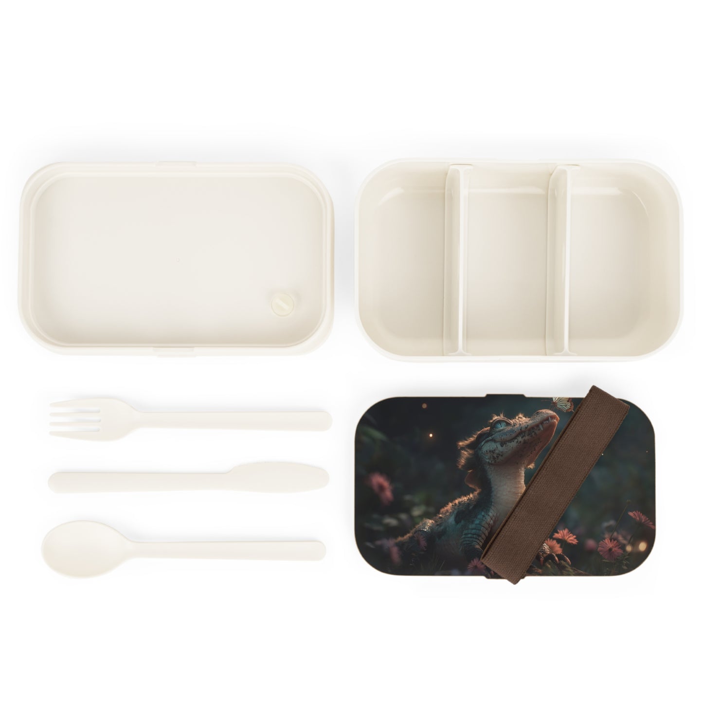 Crocodile Guardian Bento Box – Gentle Creature with Butterfly Design
