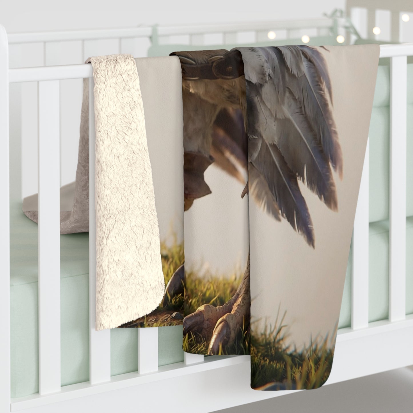 Young Rider on White Hawk Sherpa Fleece Blanket – Sunset Journey Companion