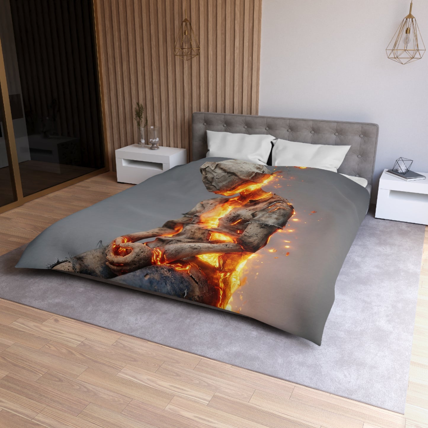 Fiery Awakening Microfiber Duvet Cover – Embers of Inner Transformation