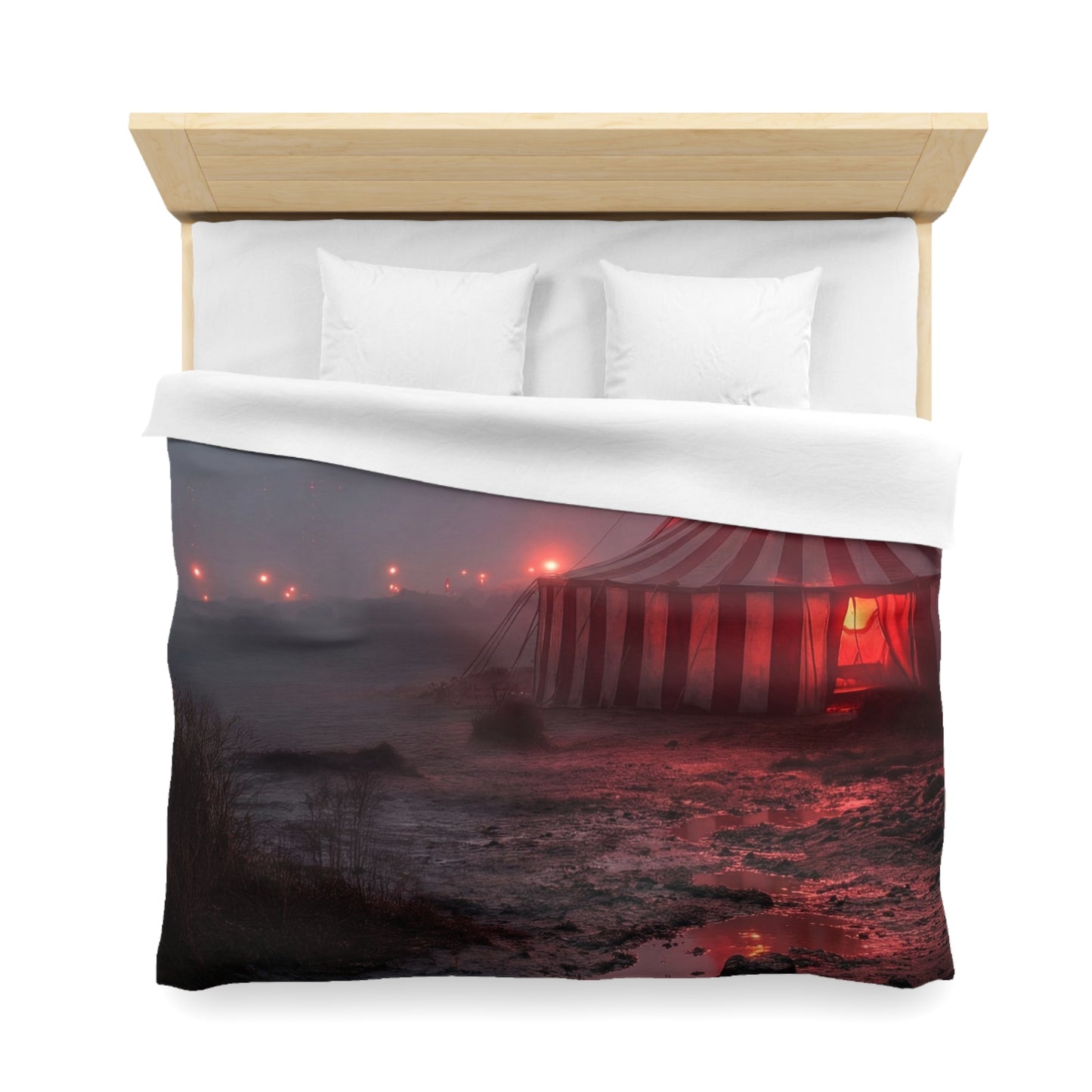 Crimson Carnival Tent Microfiber Duvet Cover – Whispers of the Fogbound Ring