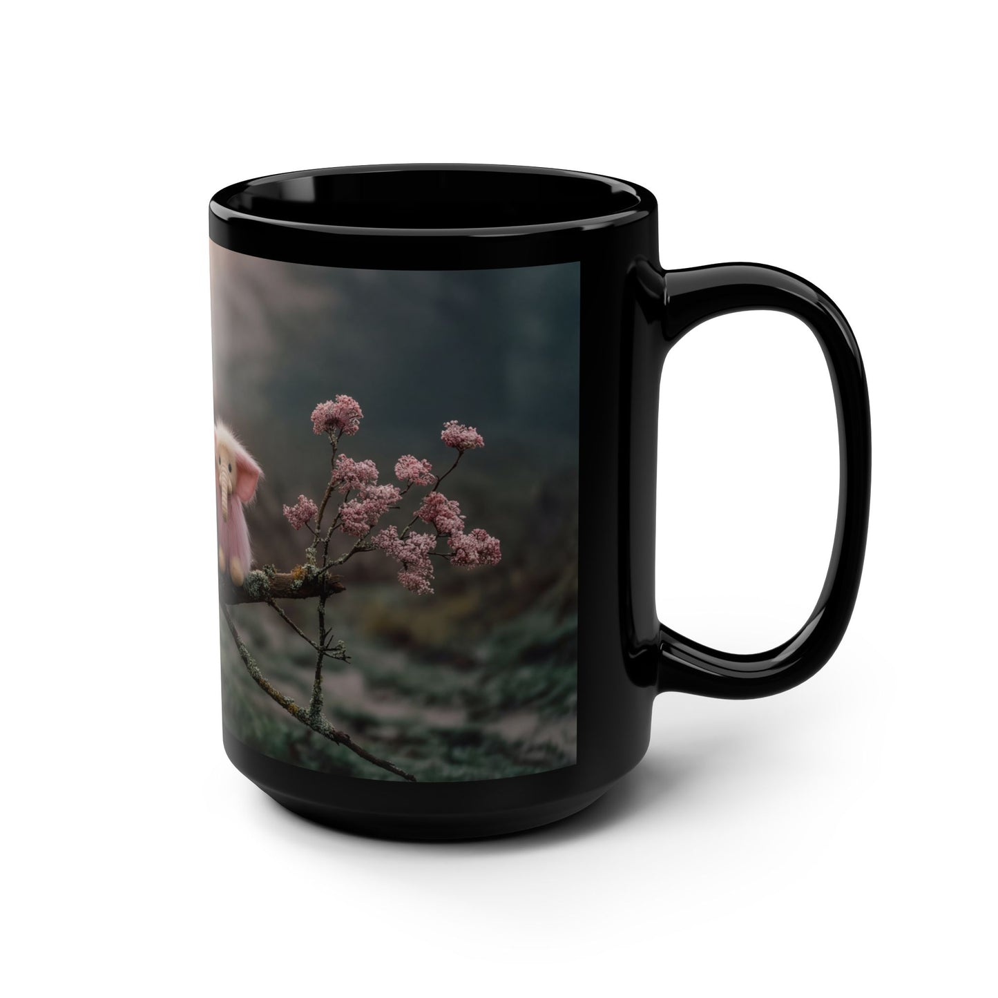 Mossy Branch Elephants Mug – Fuzzy Forest Friends Ceramic Cup