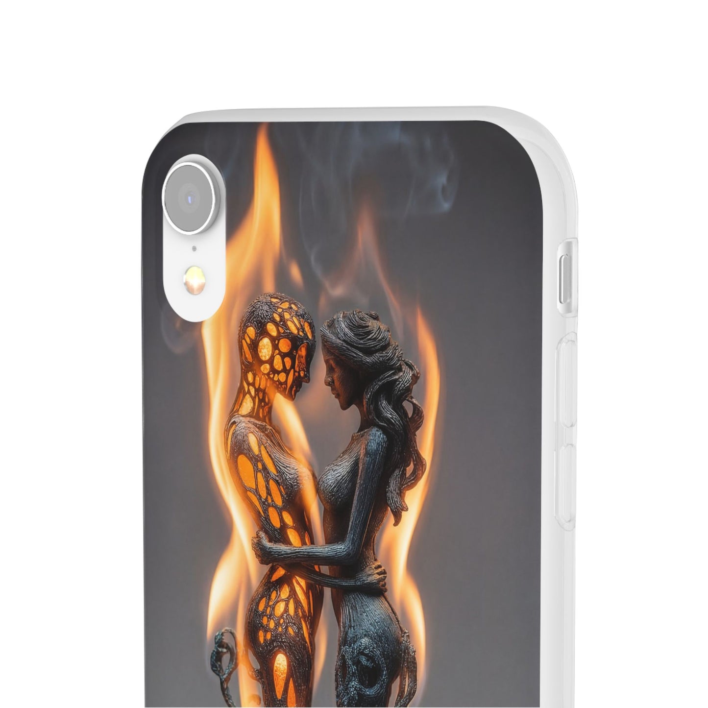 Flame-Embraced Lovers Flexi Cases – Intimate Glow Within the Fire