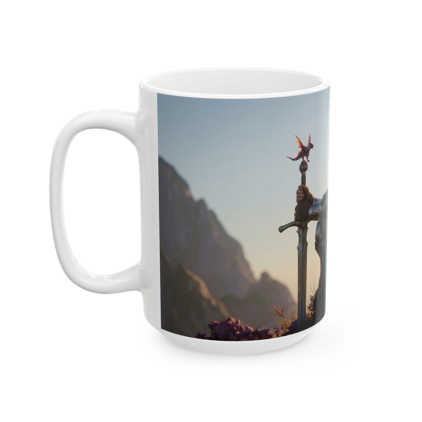 Dragon Sentinel Ceramic Mug – Sunset Pact with the Sky