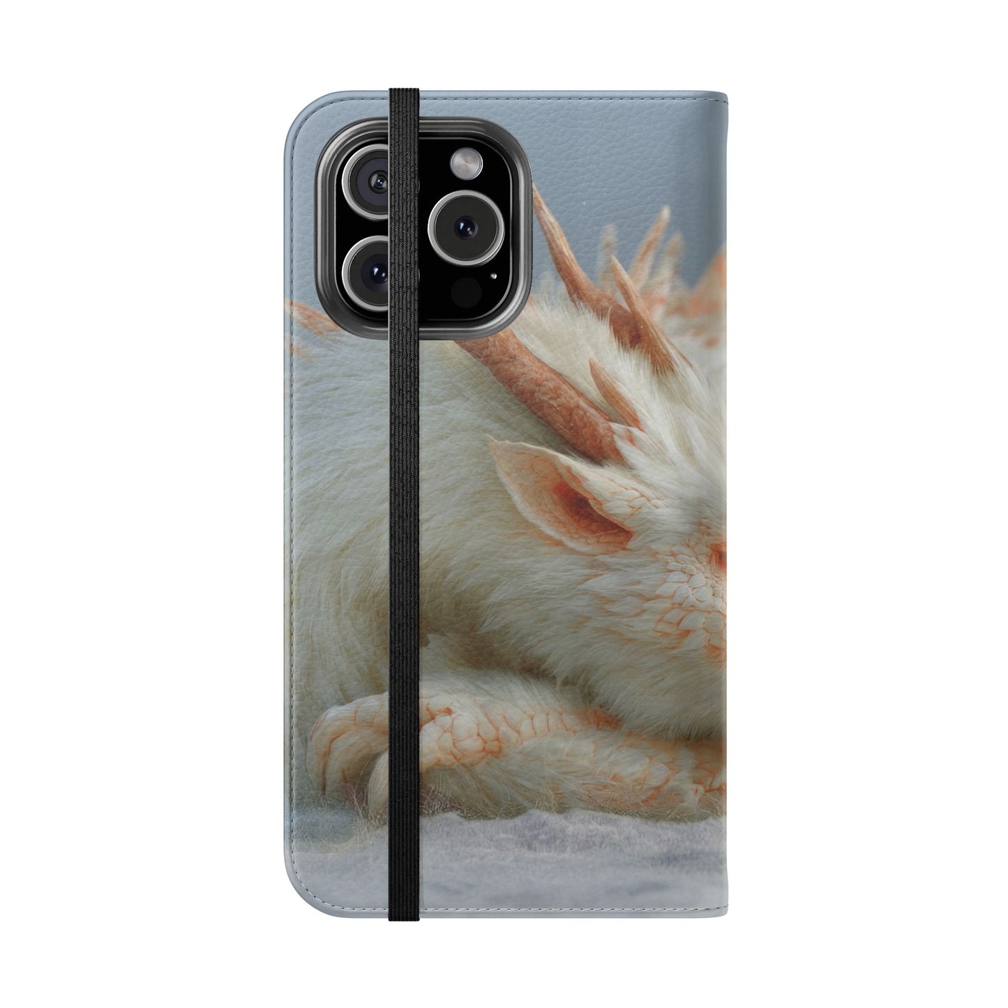 Sleeping Child and Dragon Flip Cases – Snowy Guardian Embrace