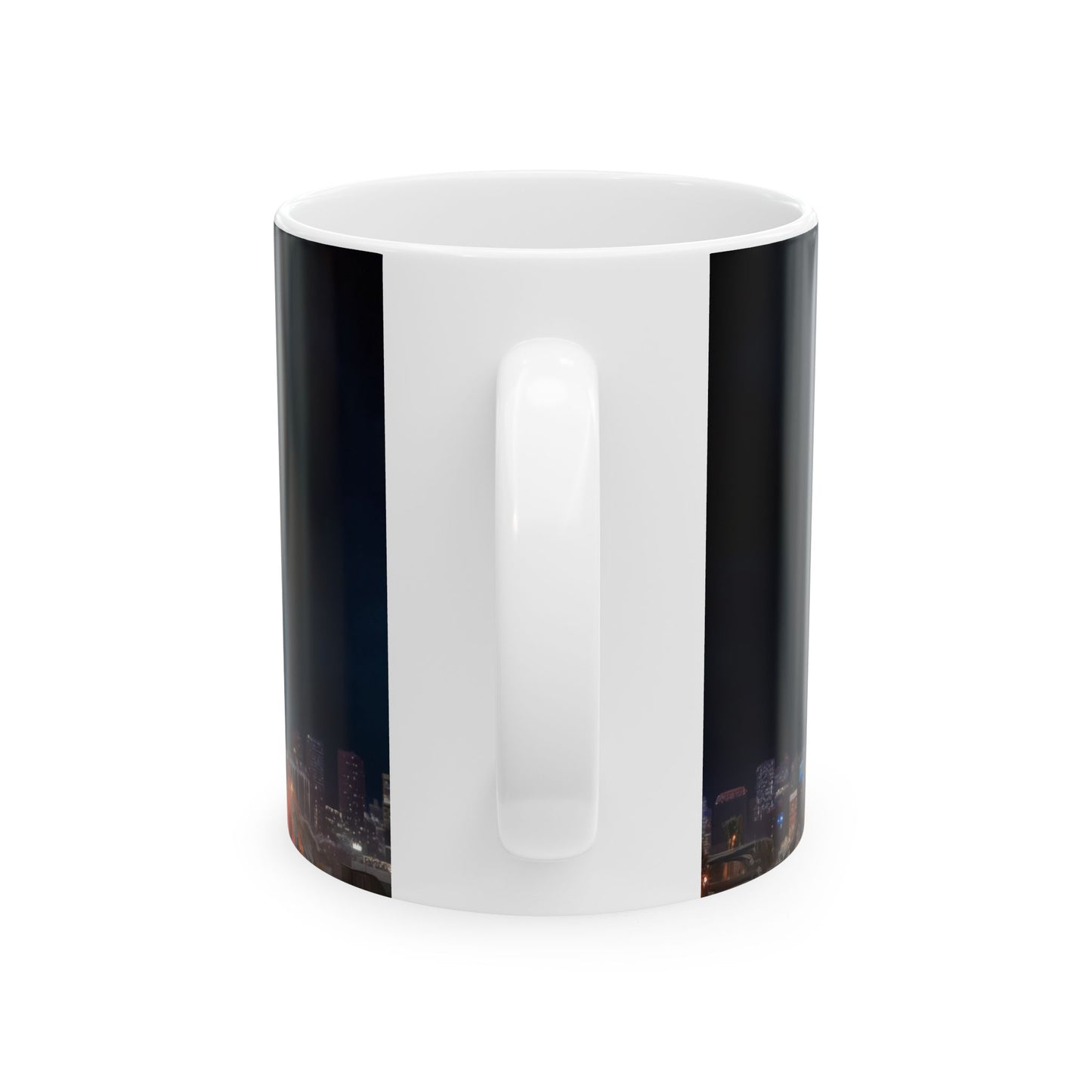 Crimson Circus Tent Ceramic Mug – Midnight Carnival Dreamscape