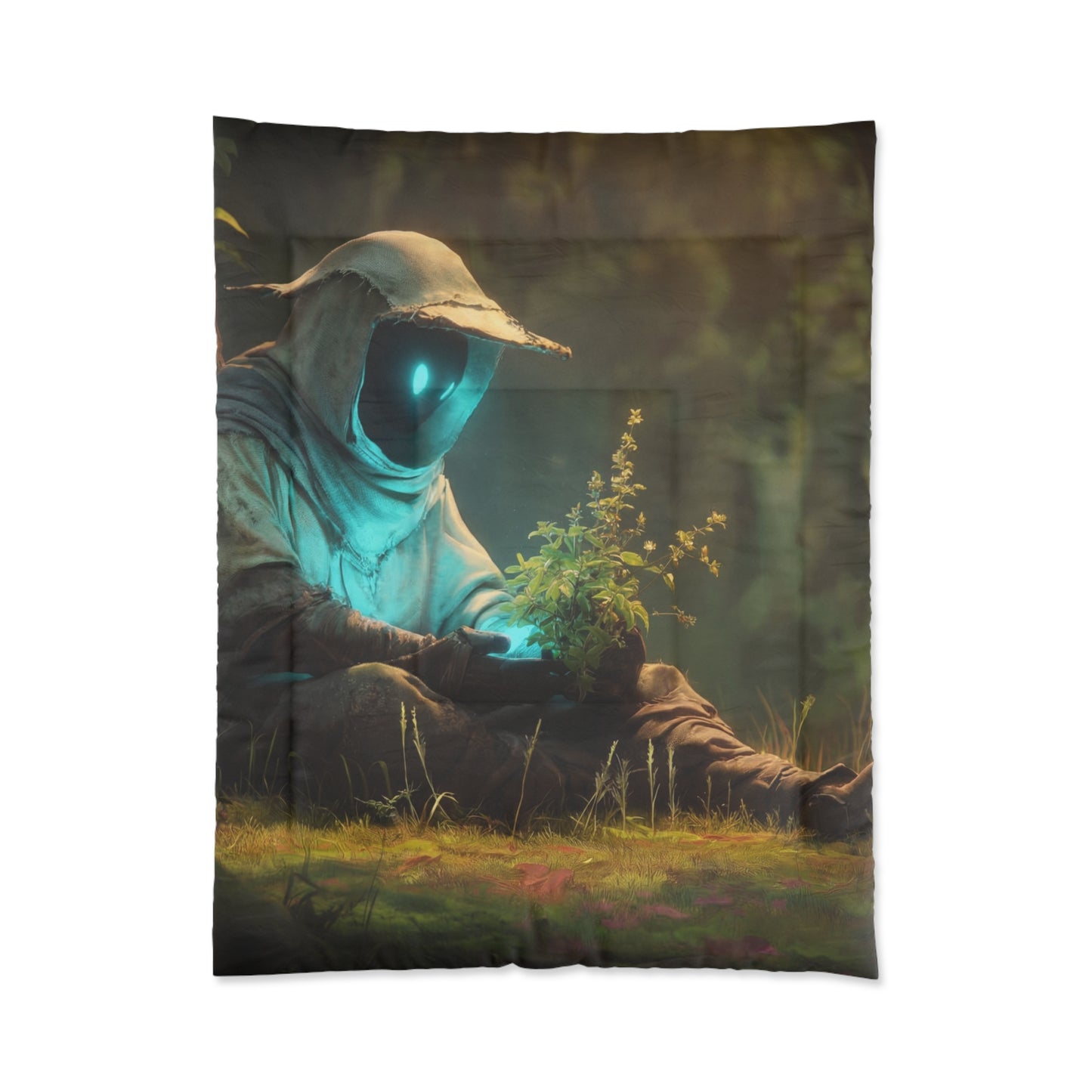 Forest Sentinel Comforter – Glowing Eye in Sunlit Grove