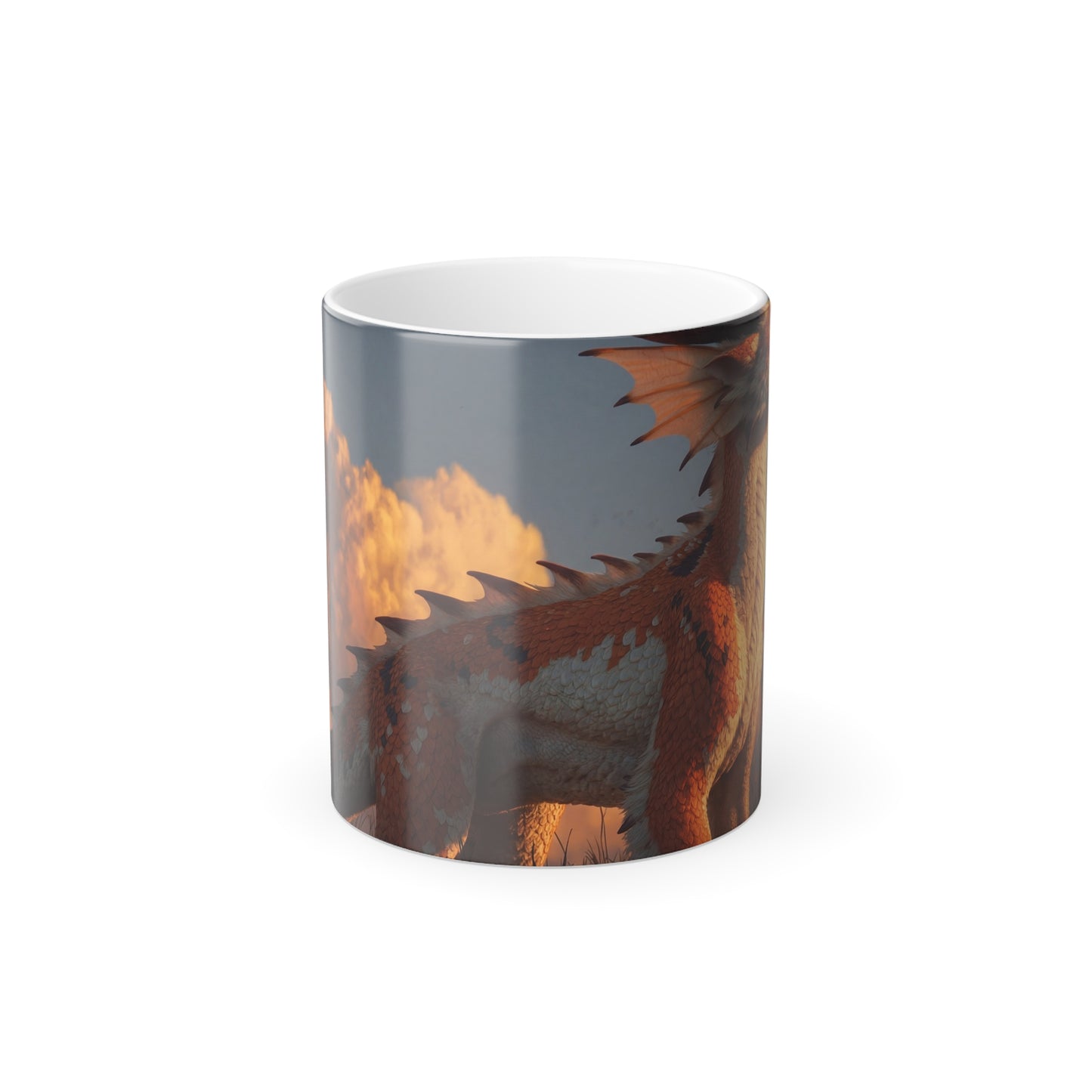 Amber Dragon Color Morphing Mug, 11oz – Sunset Sentinel on the Wind