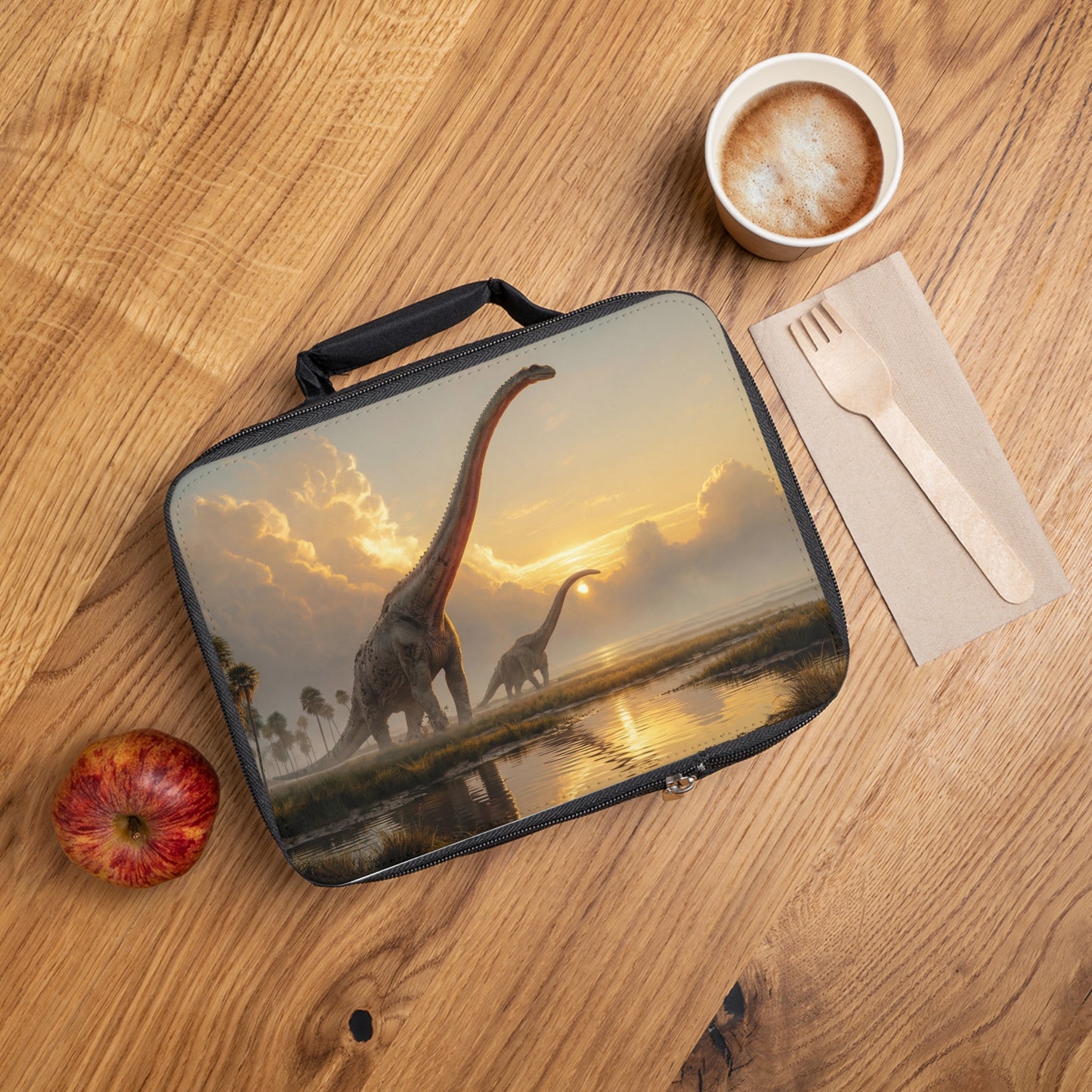 Dinosaur Dawn Lunch Bag – Prehistoric Serenity at Sunset
