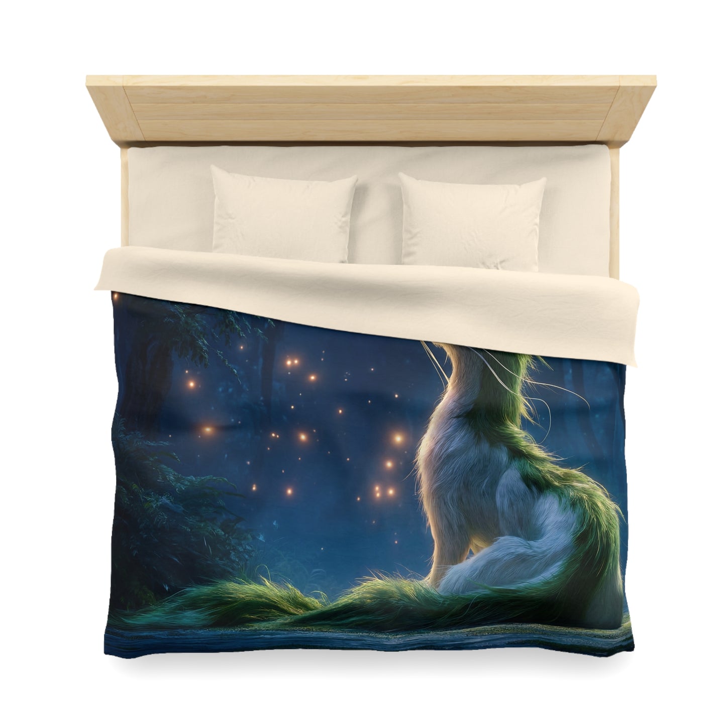 Luminescent Forest Fox Microfiber Duvet Cover – Moonlit Guardian of the Whispering Woods