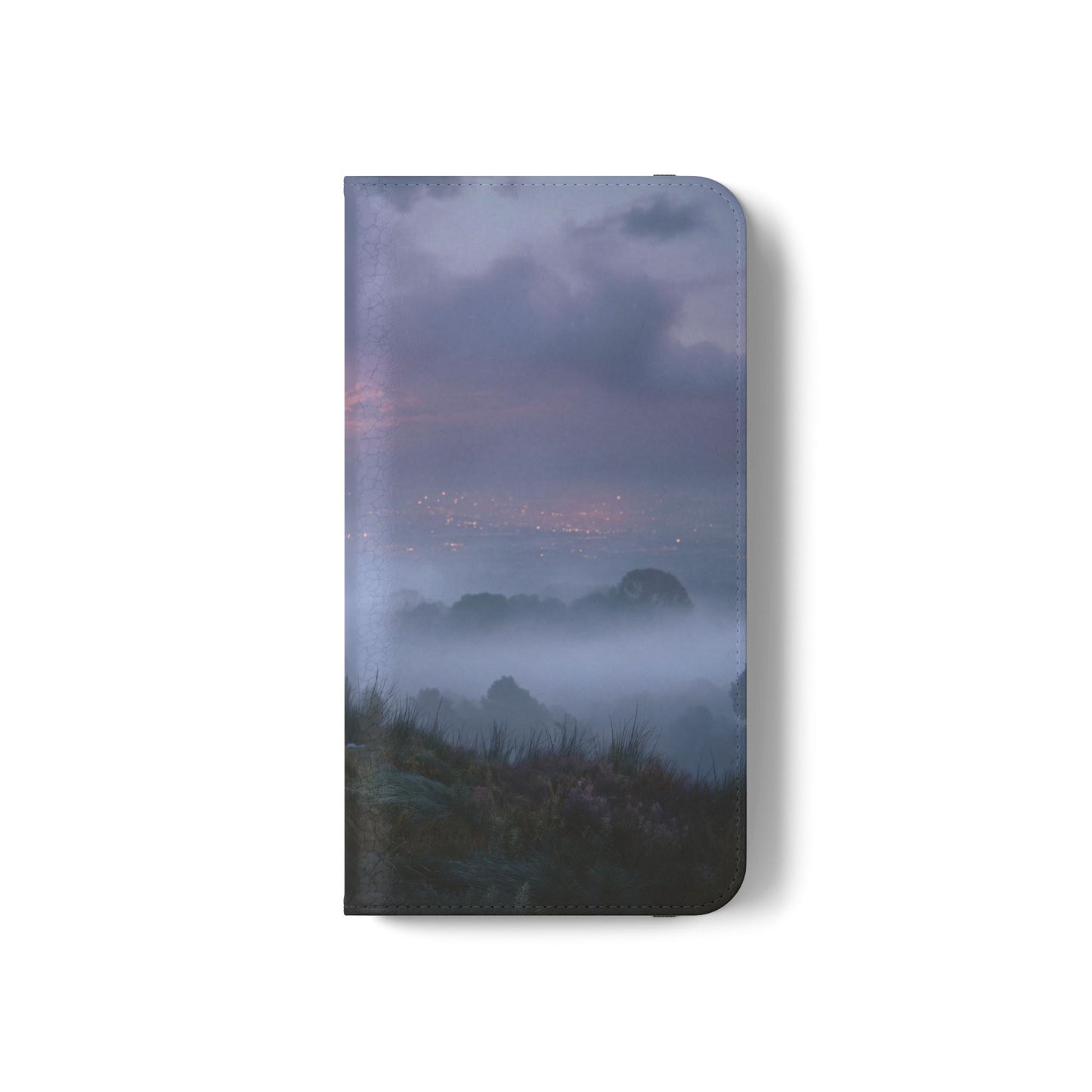 Misty Hilltop Flip Cases – Red-Haired Wanderer at Twilight