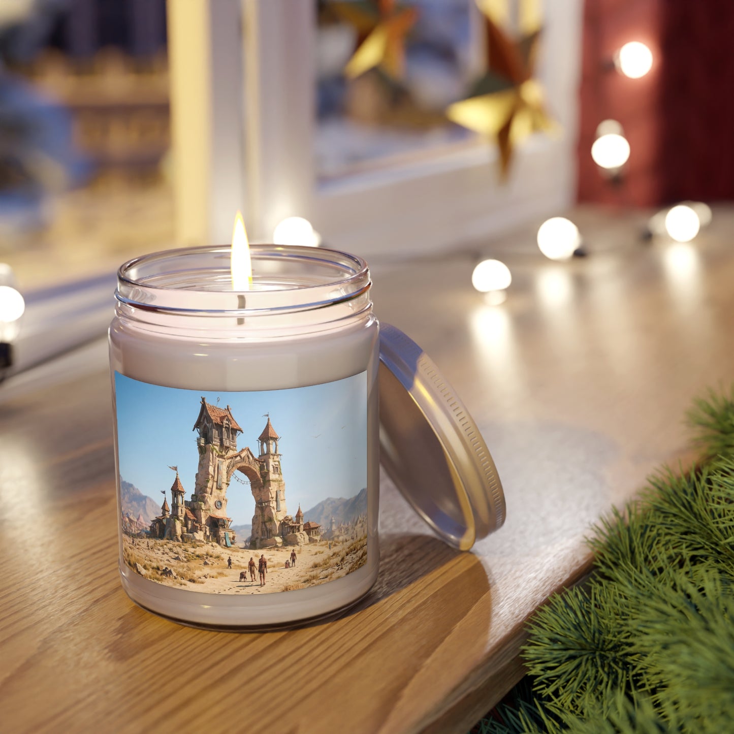 Desert Citadel Scented Soy Candles with White Lid, 9oz – Sun-Kissed Ruins & Wanderer’s Path