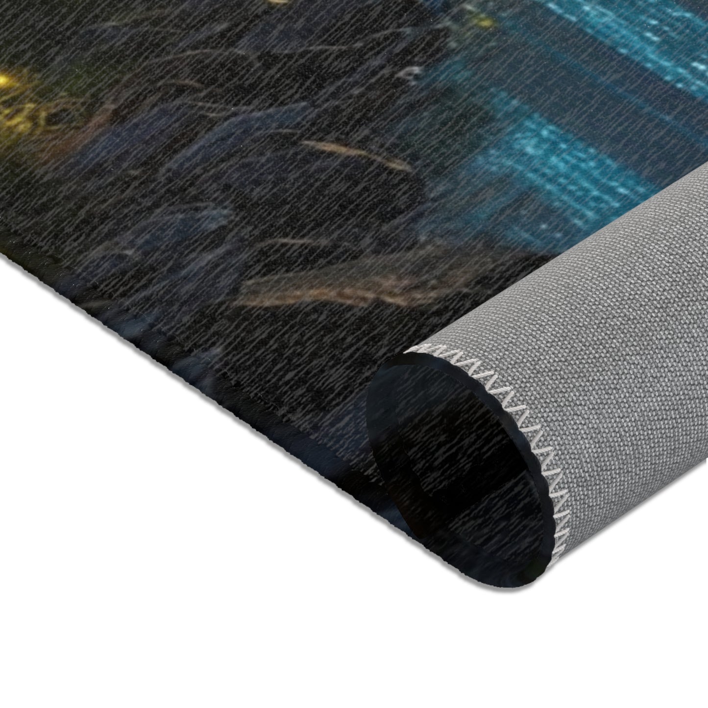 Whispering Forest Stream Rug – Azure Luminescence Dreamscape