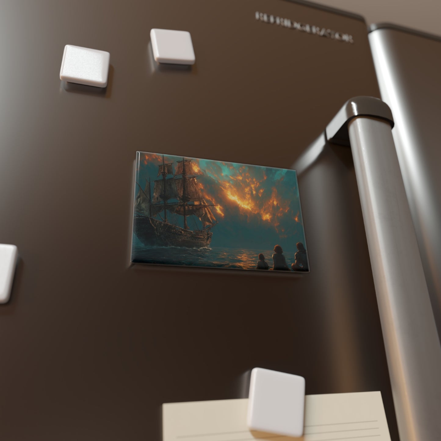 Dusk Voyage Button Magnet, Rectangle (1 & 10 pcs) – Witnesses to the Setting Sun