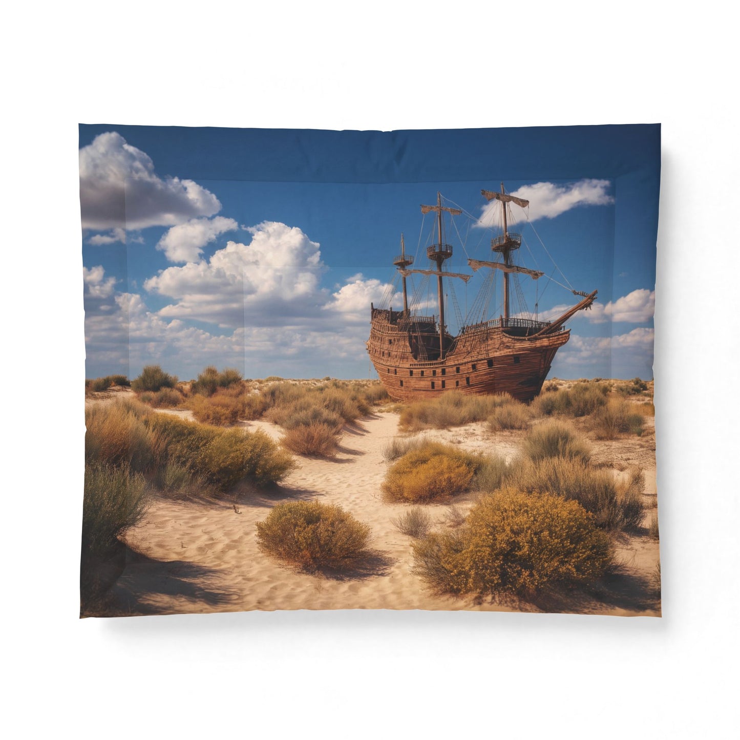 Desert Shipwreck Cotton Comforter – Sun-Baked Galleon Sandscape