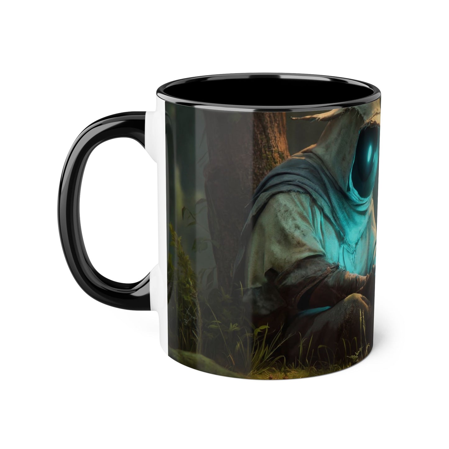 Hooded Guardian Accent Mugs, 11oz – Bioluminescent Forest Keeper