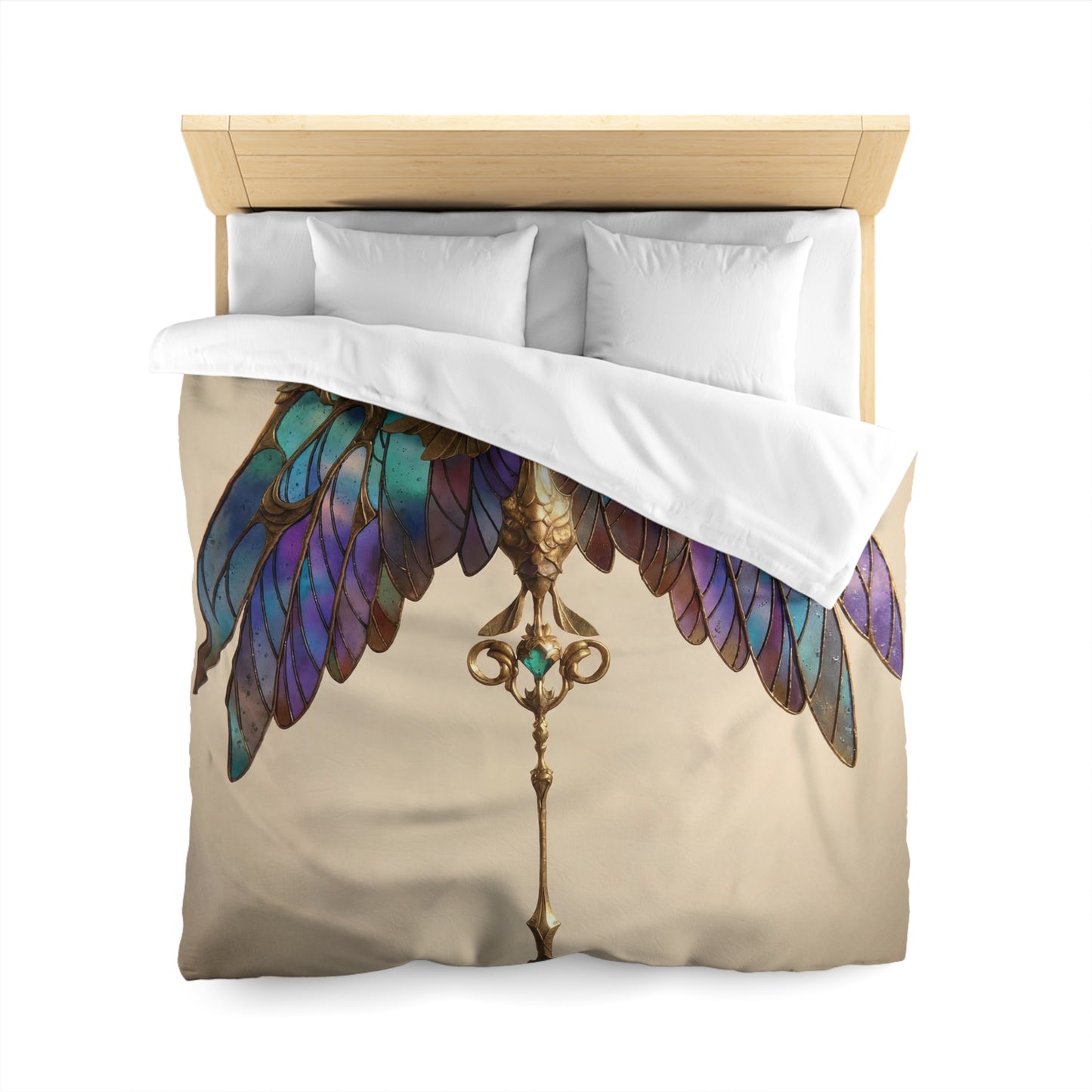 Celestial Phoenix Key Duvet Cover – Wings of Starlit Glass