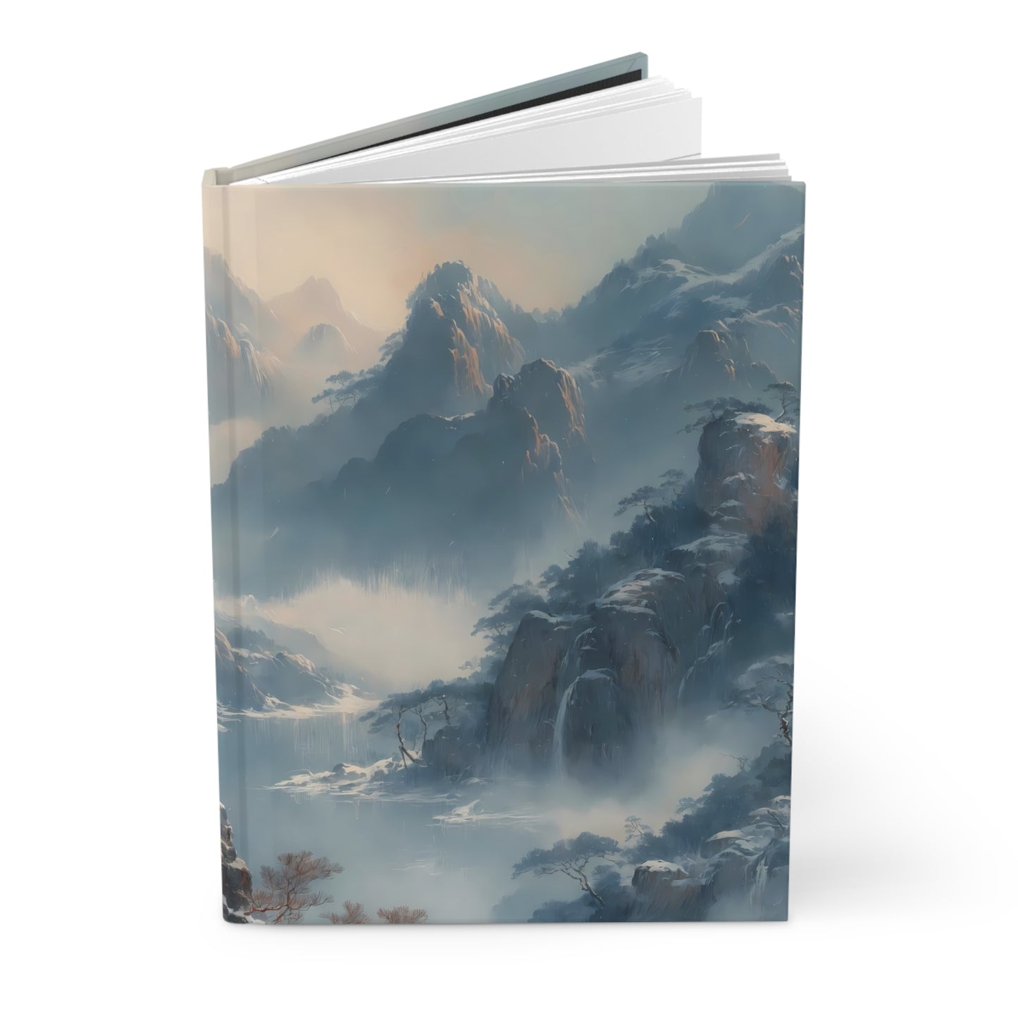 Crimson Pine Winter Peaks Hardcover Journal Matte – Solitary Guardian of Snow-Capped Silence