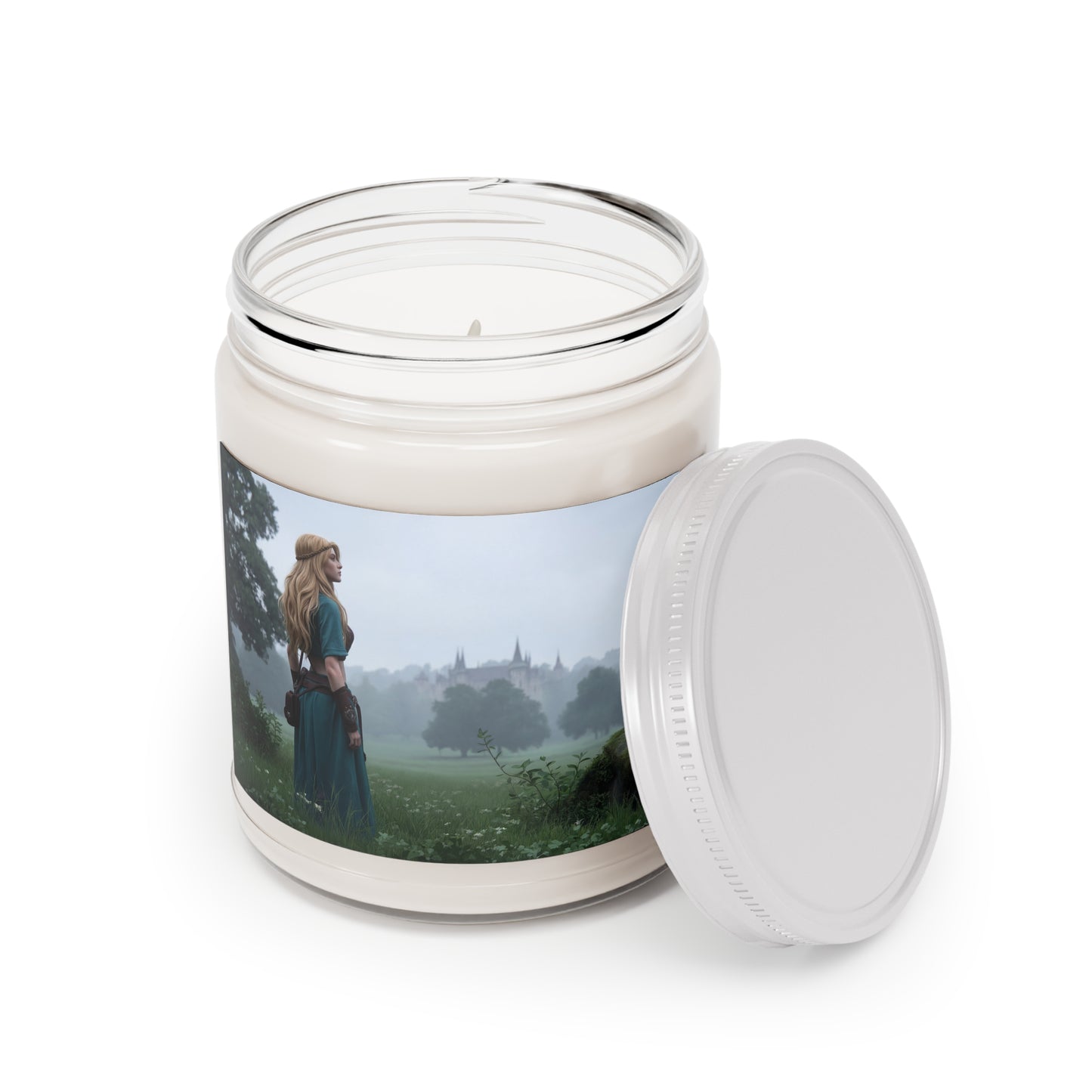 Misty Meadow Wanderer Scented Soy Candles with White Lid, 9oz – Whisper of Ancient Woods