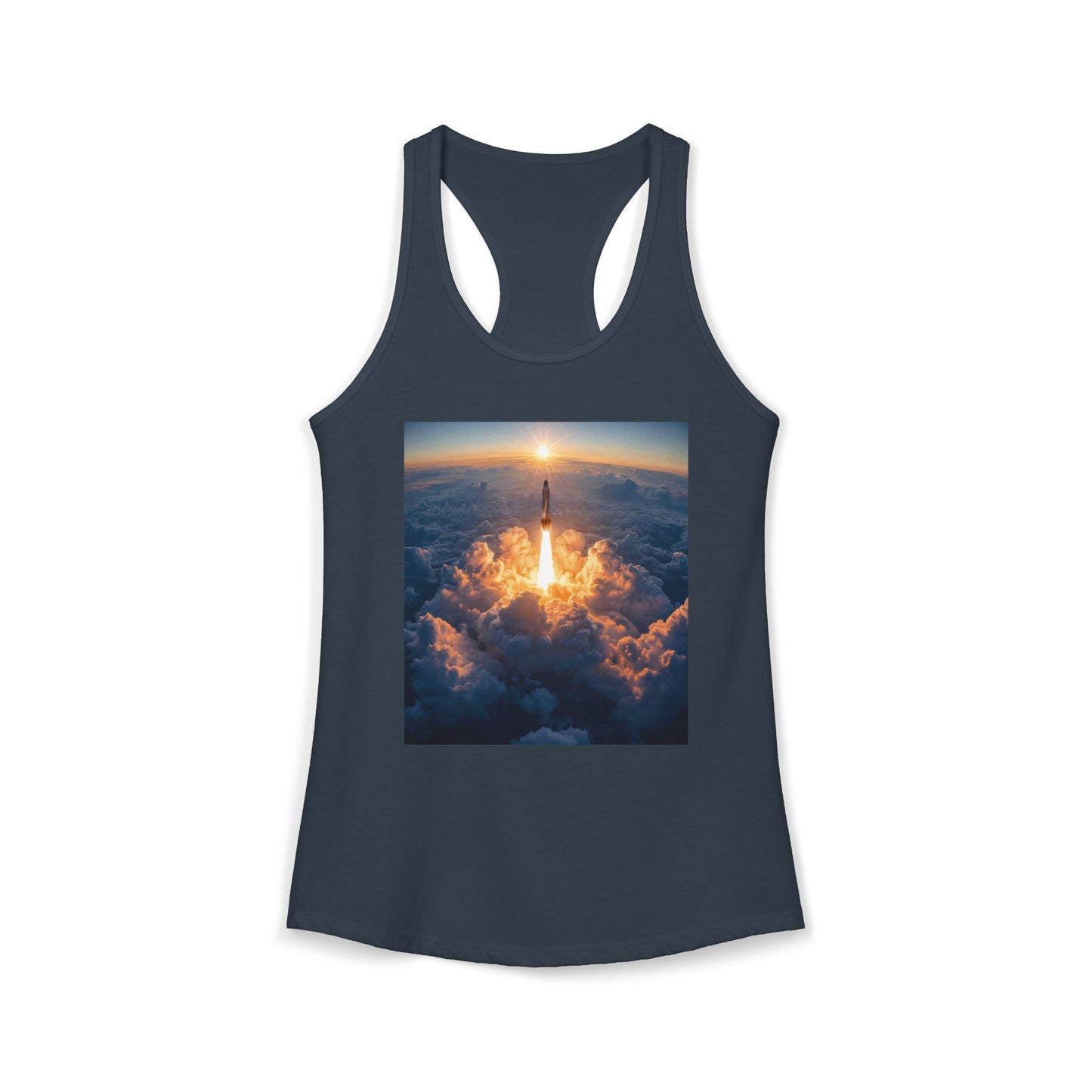 Solar Launch Women's Ideal Racerback Tank – Golden Dawn Ascent Graphic