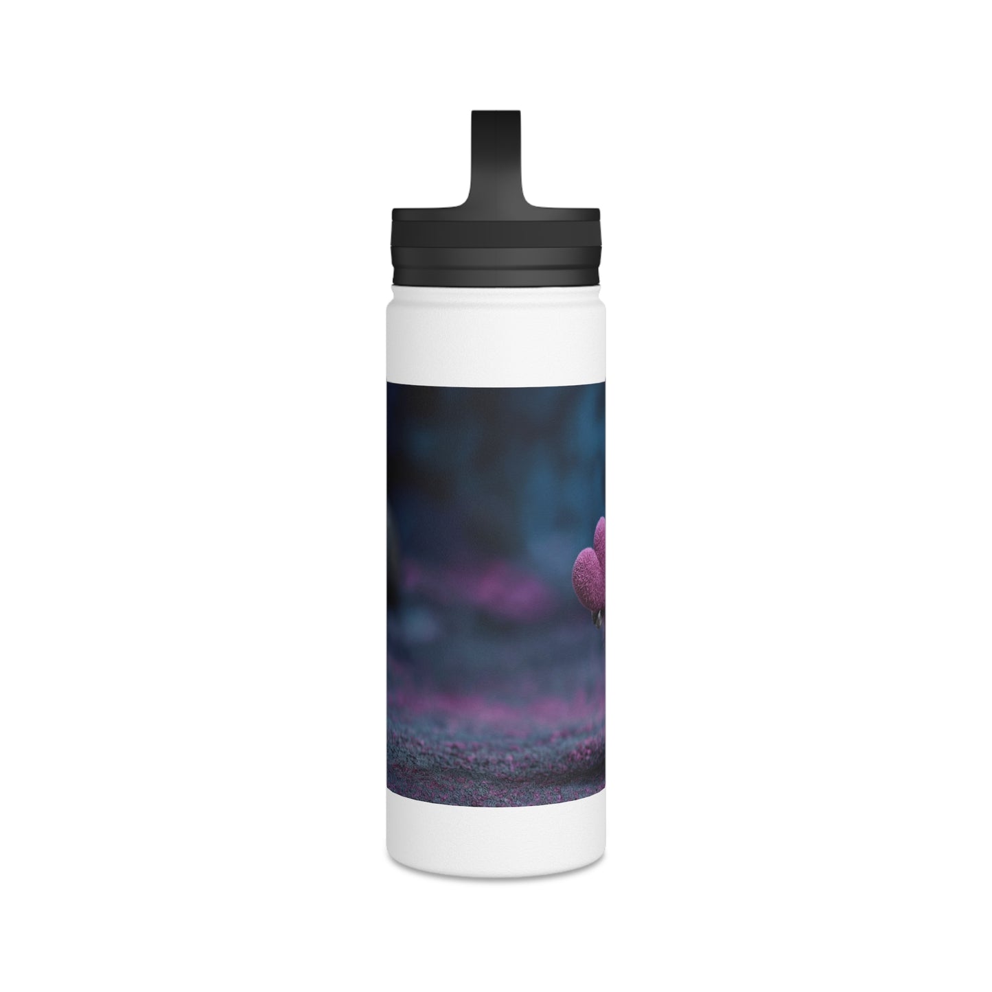 Velvet Owl With Heart Stainless Steel Water Bottle, Handle Lid – Midnight Whimsy Companion
