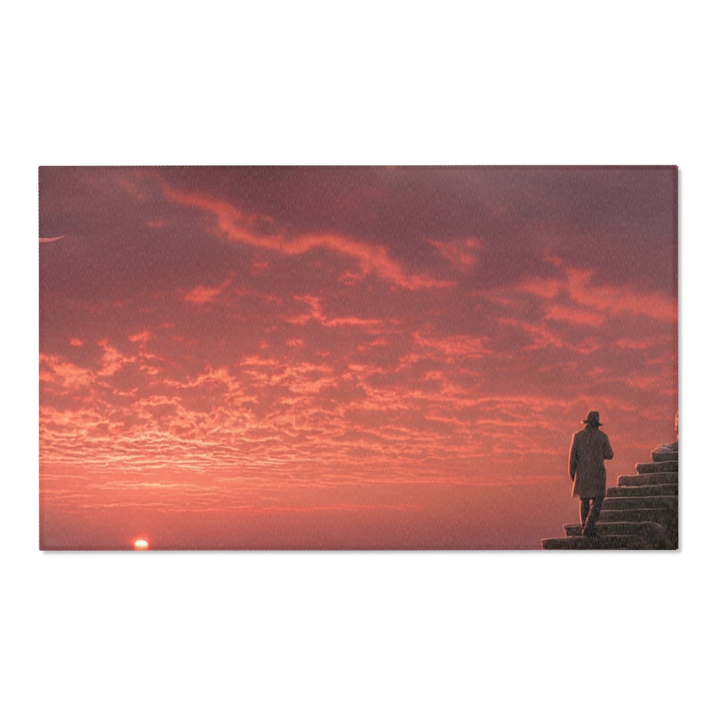 Lone Traveler Staircase Rug – Crimson Sunset Skyway