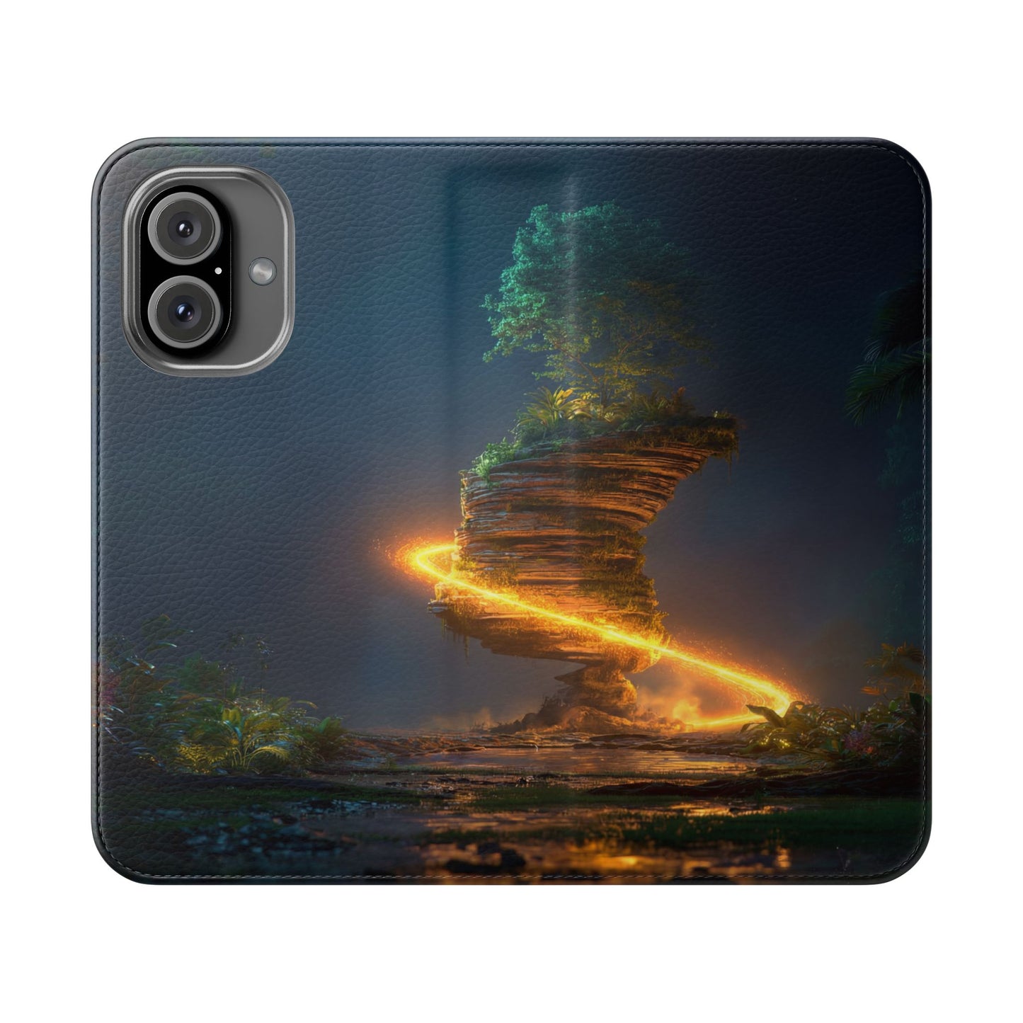 Luminous Floating Island Flip Cases – Amber Twilight Sanctuary