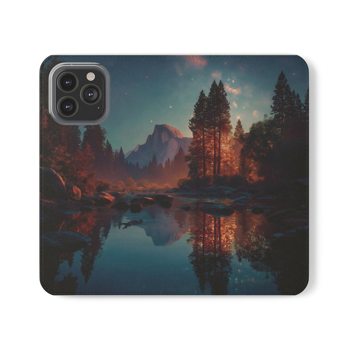 Starlit Valley Flip Cases – Twilight River and Half Dome Reflections
