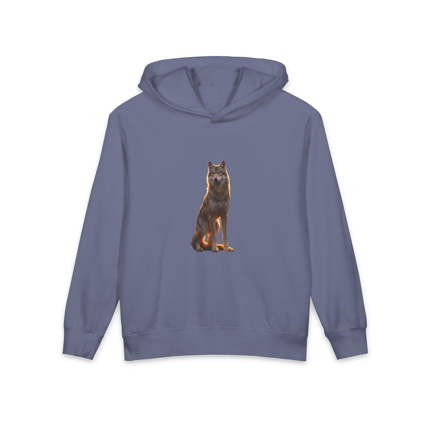 Golden Hour Wolf Youth Hoodie – Sunlit Sentinel Graphic Sweatshirt