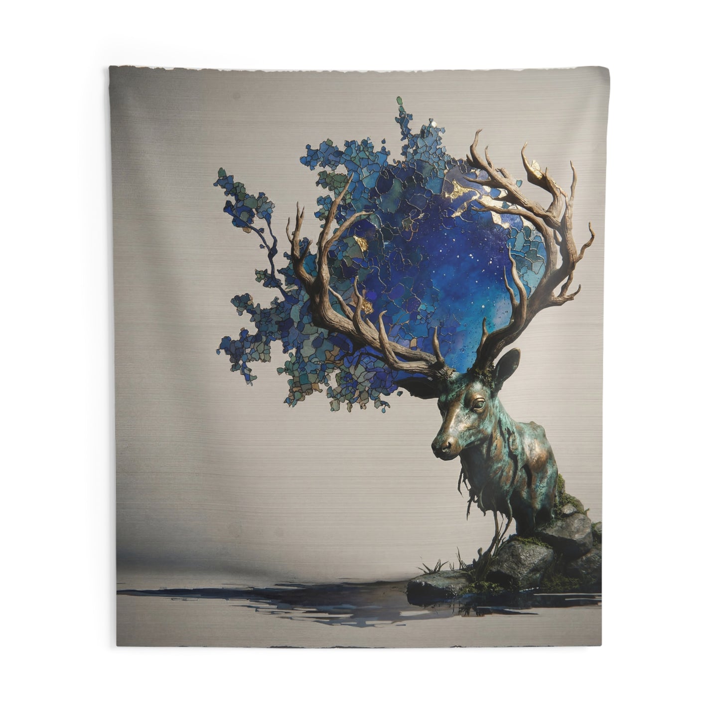 Celestial Stag Indoor Wall Tapestries – Midnight Sky Antlers