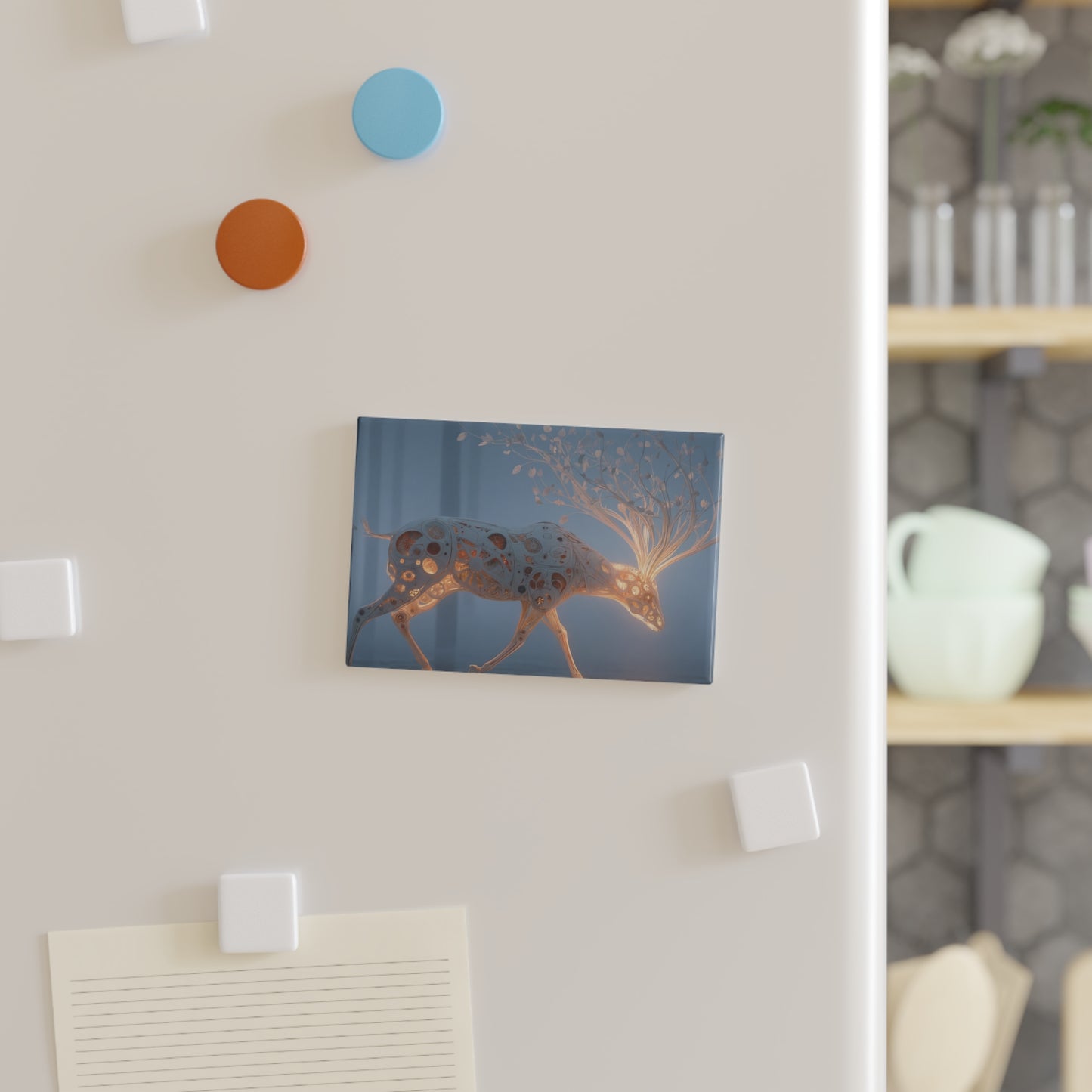 Luminescent Mechanical Deer Button Magnet, Rectangle (1 & 10 pcs) – Whispers of Living Circuitry