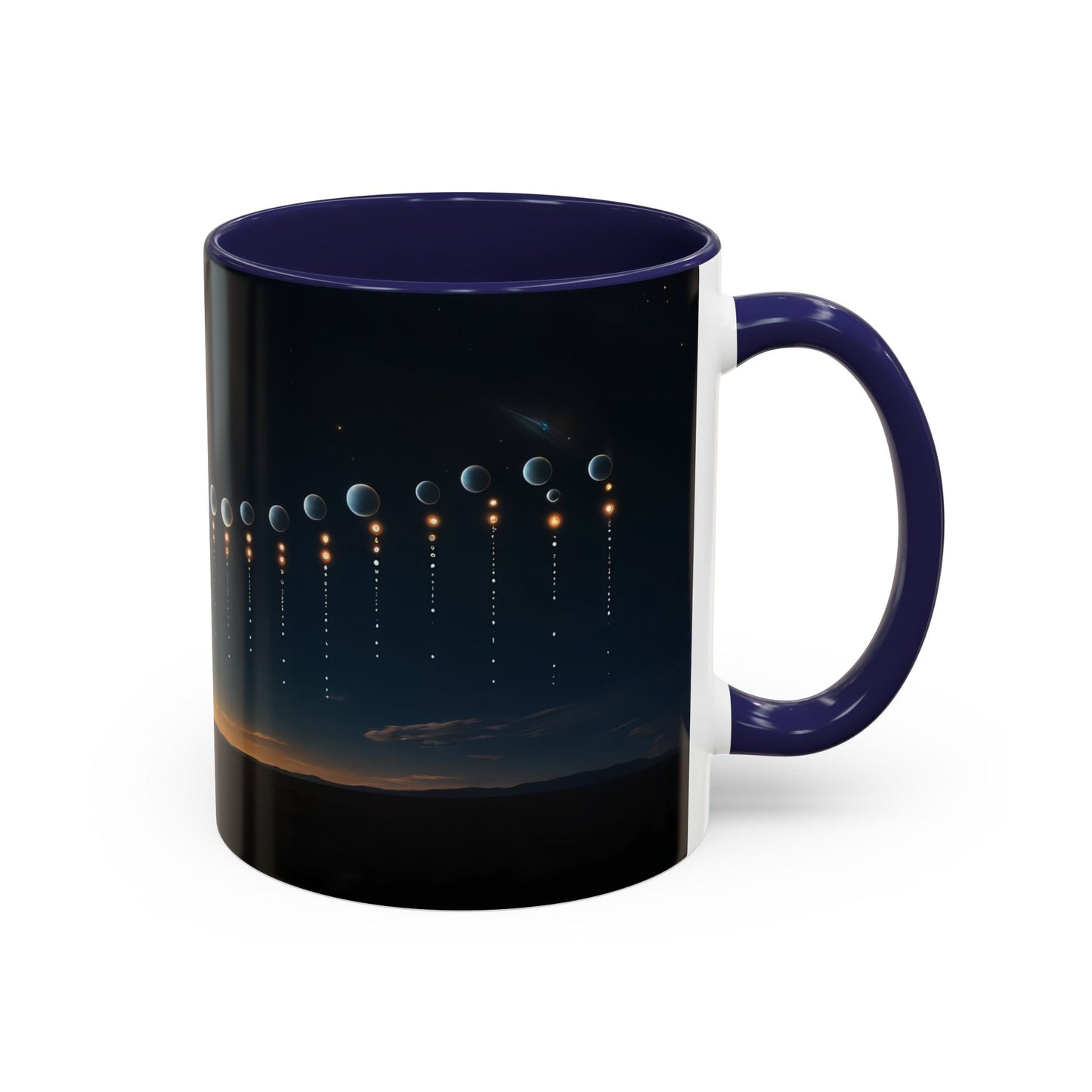 Celestial Pathway Accent Coffee Mug (11, 15oz) – Lone Walker Among Falling Moons