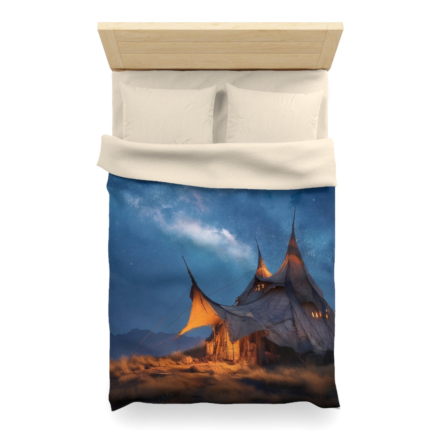 Starlit Nomad Tent Duvet Cover – Milky Way Sanctuary Under Open Skies